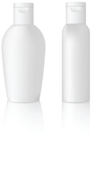 White Cosmetic Bottle Mockup – Realistic Shampoo and Lotion Packaging Vector