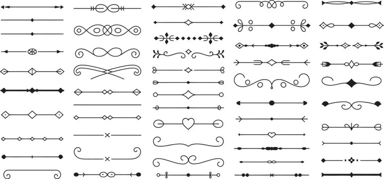 Collection of Elegant Vintage Style Line Dividers for Page Decoration