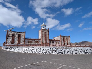 View of Faro de la Entallada lighthouse in Feurteventura, Spain 