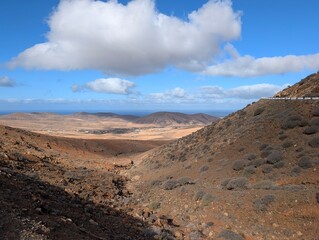 Remote Volcanic Terrain and Harsh Mountainscape in Central Fuerteventura Spain