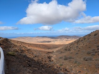 Remote Volcanic Terrain and Harsh Mountainscape in Central Fuerteventura Spain