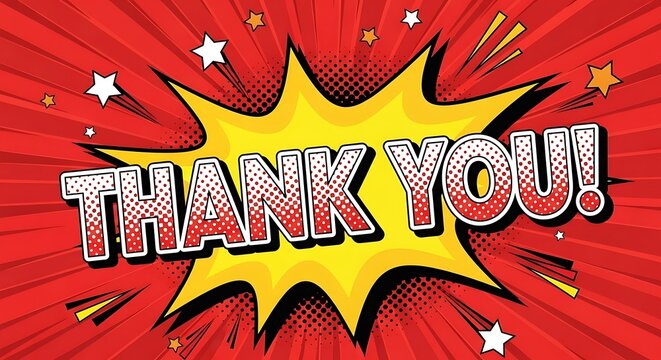 Thank You Comic Book Pop Art Style Text Illustration. - Powered by Adobe