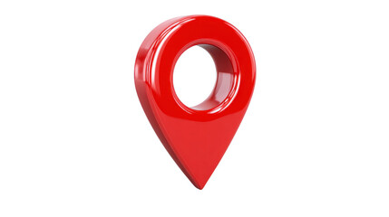 Red map pin location marker navigation symbol glossy finish isolated on transparent background 3D illustration travel direction modern design digital icon positioning