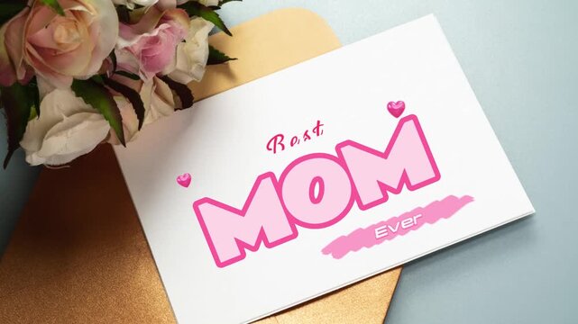 " I Love You MOM " Elegant Pink Led Mothers day 4k video for Mothers Day. Modern digital greeting card for instant download to celebrate your MOMS Day.