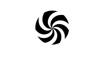 Black swirl abstract spiral geometric shape modern design minimal style isolated on white dynamic motion graphic element circular pattern creative symbol