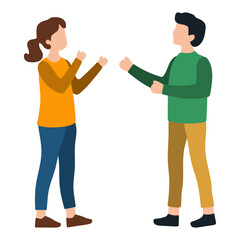 Two People Talking to Each Other Illustration