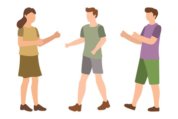 Fototapeta premium Three People Walking and Talking Illustration