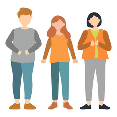 Three People Standing Facing Front Illustration