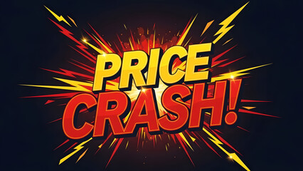Price Crash Alert: A dynamic and energetic design announces a price crash with bold typography and explosive visuals, instantly grabbing attention and conveying a sense of urgency and excitement.