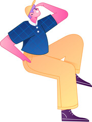 Human figure sitting pose, vector flat gradient illustration from the internet
