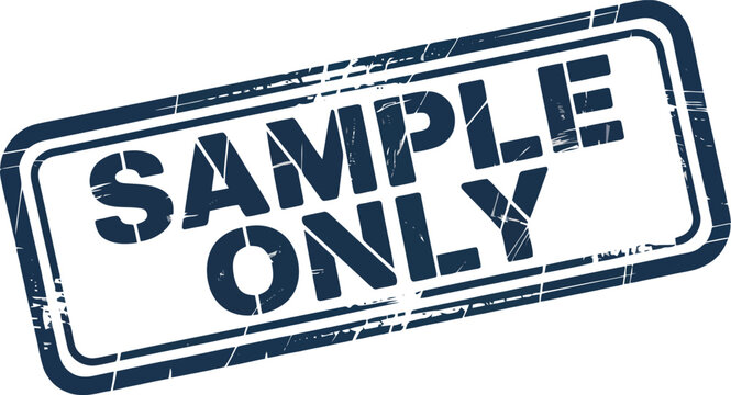 A blue rubber stamp displaying the words SAMPLE ONLY across its surface appears diagonally on a clean white background
