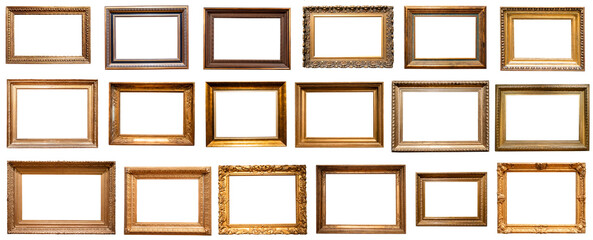 set of various baroque horizontal pictute frames