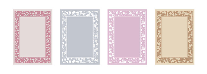 総柄フレームセット（長方形）さくらんぼ／ぶどう／イチゴ／ツタ