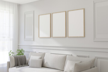 Tthree frame mockup. 3d render.