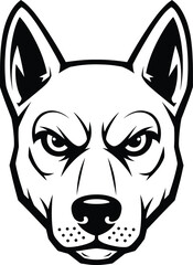 Aggressive Dog or Wolf Head Mascot Vector Illustration