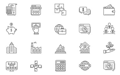 Corporate Business Design Element Icon Set – 24 Creative Concept Vector Symbols for Branding and Office Use
