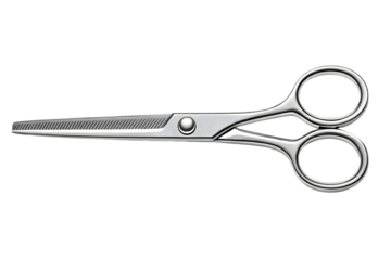 Professional Stainless Steel Barber Scissors for Haircutting and Grooming Isolated on Transparent Background