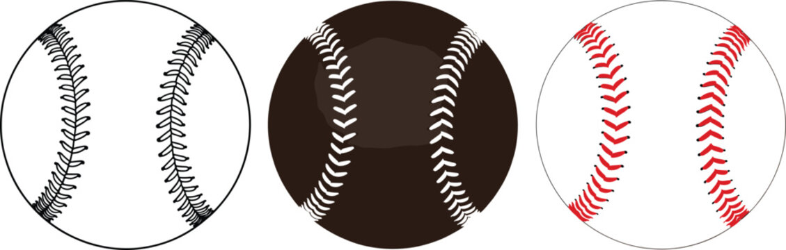Baseball Sport Ball Different Style Vector Set