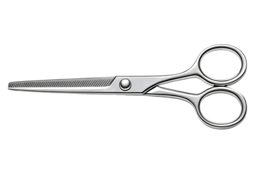 Professional Stainless Steel Barber Scissors for Haircutting and Grooming Isolated on Transparent Background