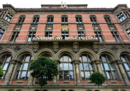 Gdańsk, Pomerania, Poland, Europe : National Bank of Poland, Narodowy Bank Polski, NBP, Bank von Danzig before WW II, Reichsbank during WW II, seen from Okopowa street