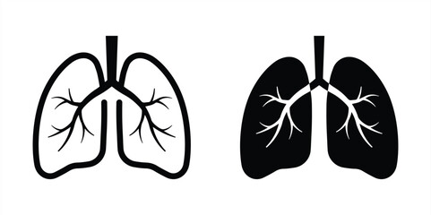 Human lungs icons on white background
