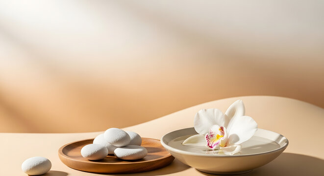 spa still life with candles and orchid - Powered by Adobe