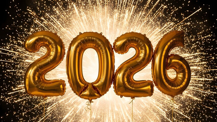 Celebrating the Future: A gleaming 2026 boldly shines against a backdrop of dazzling sparks, symbolizing the promise and excitement of the upcoming year.