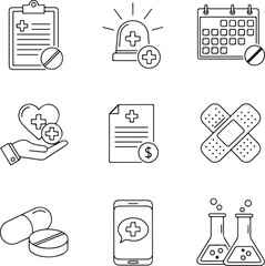 Healthcare and Medical Icons Set hospital clinic