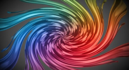 Abstract chromatic vortex with dynamic motion and vibrant hues on a dark background