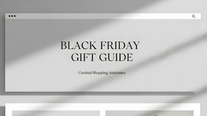 Black Friday Gift Guide Announcement: A sleek website mockup showcases a curated gift guide for the upcoming Black Friday.