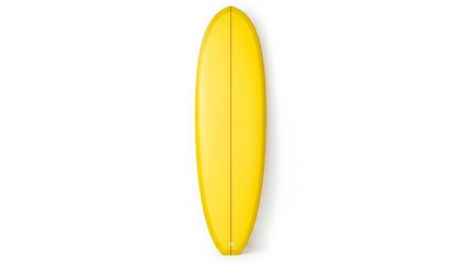 Bright yellow surfboard isolated on white background for summer fun