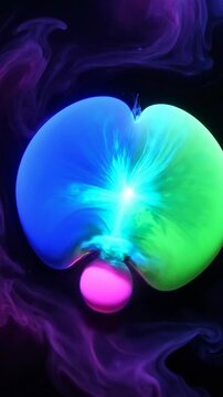 Extreme slow motion capture of organic bioluminescent light blobs merging and drifting through a dark liquid etheric aura field etheric, bioluminescent, texture