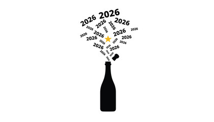 Celebrating the year 2026 with a popping champagne bottle a festive illustration New Years Eve and milestone events