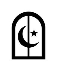 Elegant crescent moon and star icon for Ramadan, Eid Mubarak, or Islamic holiday celebration