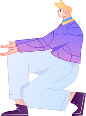 Human figure sitting pose, vector flat gradient illustration from the internet
