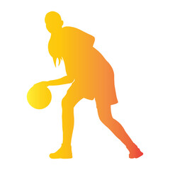 Fototapeta premium Golden Silhouette of a Female Basketball Player.