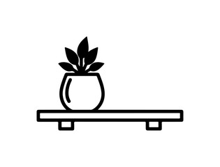 Stylish potted plant on shelf offers minimalist elegance, perfect for home decor, adding charm