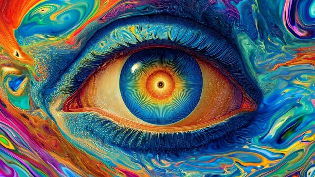 Cosmic Blue Eye with Fiery Orange Iris
