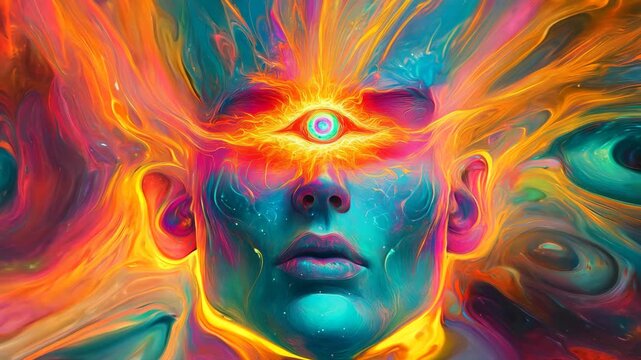 Psychedelic Third Eye Awakening in Cosmic Fire