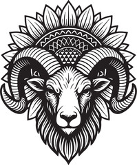 Aries Sunflower Mandala Ram Crown Bloom.eps