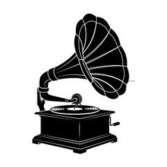 Vintage Gramophone Silhouette &ndash; Retro Music Player Vector Illustration