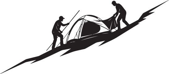 Mountain Climbing Silhouette Adventure Scene