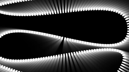 Flowing white light waves forming abstract curved shapes on black background in looping motion design  - Powered by Adobe