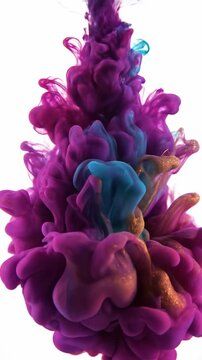 Extreme slow motion close-up of colorful ink diffusing through clear liquid creating ethereal, echoing concentric ripple waves clear liquid, echo effect, colorful ink diffusing