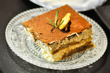 tiramisu or cake , cocoa cake or coffee cake or chocolate cake