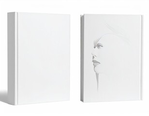 Books blank white cover, face graphic