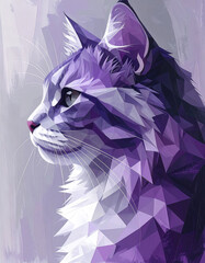 Cubist cat portrait artistic studio digital art colorful environment close-up creative expression