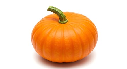 Obraz premium Vibrant Orange Pumpkin with Green Stem on White Background.