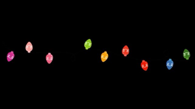 Christmas colorful string lights garland decoration animation isolated on transparent background for holiday.