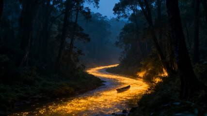 Obraz premium sunset in forest